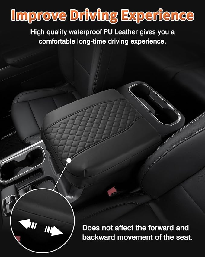 Shademax Center Console Cover for Chevy Silverado/GMC Sierra 1500 2019-2025 2026,Tahoe & Suburban & Yukon 2021-2025 Bucket Seat, Armrest Cover for Silverado Accessories Leather Cushion Pad Protector