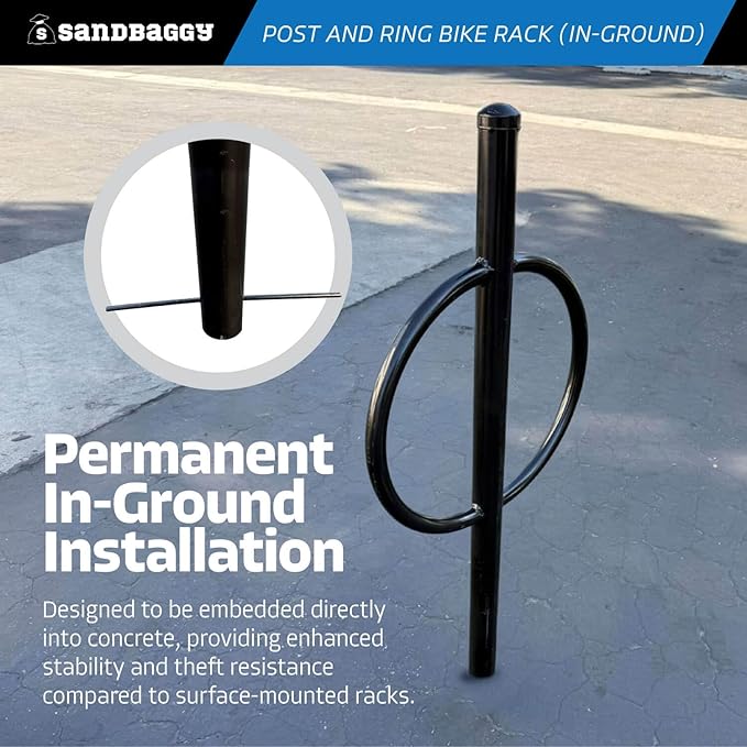 Sandbaggy Post and Ring Rack - In Ground - Commercial Outdoor Bike Parking & Storage Racks (Red, 2)