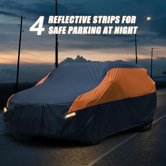 SUV Car Cover Waterproof All Weather,Cover Full Exterior Cover Windproof Outdoor Full Car Cover UV/Snow/Hail/Dust Protection Fit SUV Jeep-Length 190" to 200"