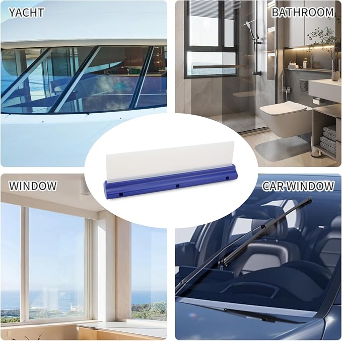 2 Pack 12inch car Squeegee,Silicone Squeegee,car Window Squeegee,Flexible T-Bar Water Blade for Car for Car Or Home Use,Washing,Wiping Glass, Mirror,Shower Doors,Blue