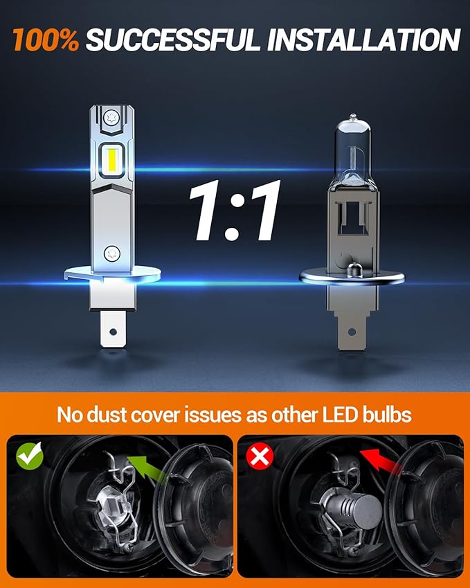 SEALIGHT H1 H7 Fog Bulbs Combo, 2024 Upgraded 100,000LM Fog Lights with 14000RPM Cooling Fan, 1:1 Design Fog Light Bulbs, Plug-N-Play, Pack of 4