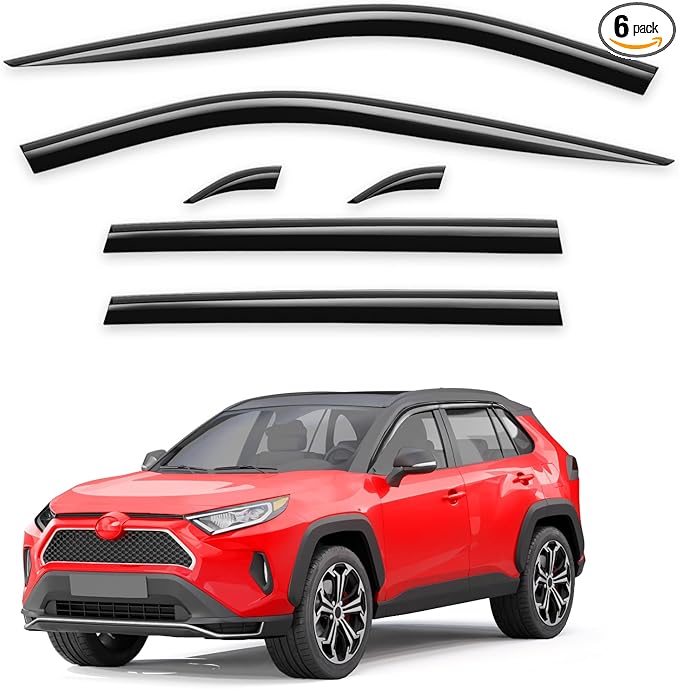 Tape-On Window Rain Guards Fit for Toyota RAV4 2019 2020 2021 2022 2023 2024 2025 Extra Durable Window Visors Window Deflectors Vent Visors Vent Shades Car Accessories-4 pcs 2-Q02