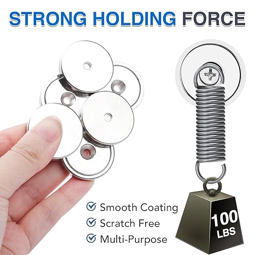 MIKEDE Strong Magnets with Hole, 100lb Heavy Duty Neodymium Magnet with Stainless Screws for Wall Mounting, Rare Earth Magnet Round Base Cup Magnets for Tool Room,Workplace, 1.26"D x 0.24"H, 12 Pack