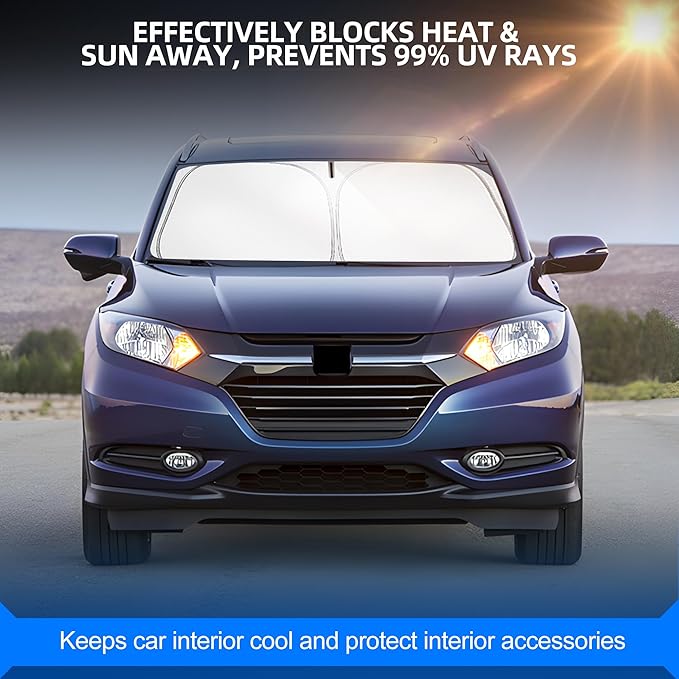 Windshield Sun Shade for Honda HR-V 2016-2022 Foldable HRV Sunshade Custom Fit Front Window Car Interior Accessories Protector Blocks UV Rays