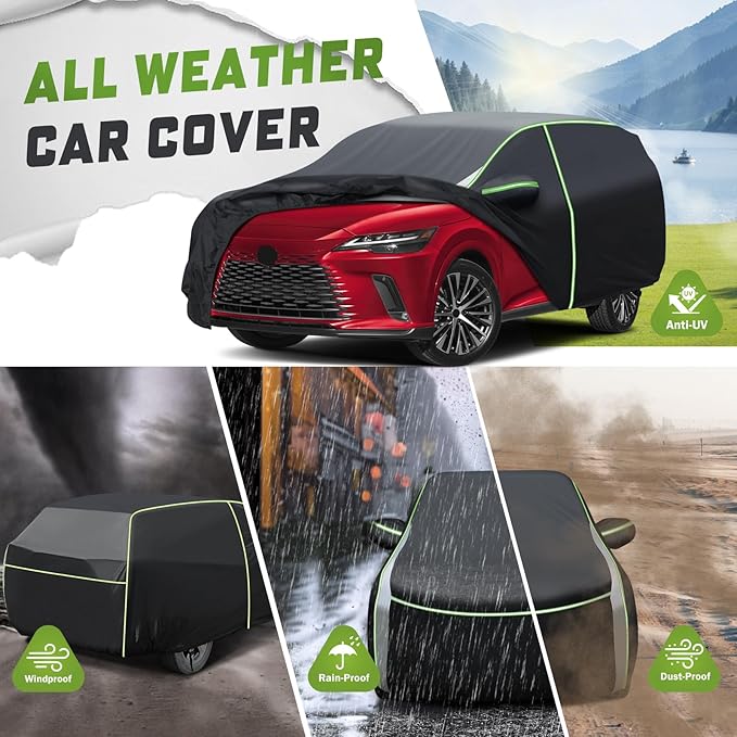 Mixsuper Liner Car Cover for Lexus RX 1999-2026 (RX330 RX350 RX400H RX450H RX500H), 7 Layers Waterproof Car Cover Accessories for RX with Zipper Door, Windproof Straps, Reflective Strips, All Weather