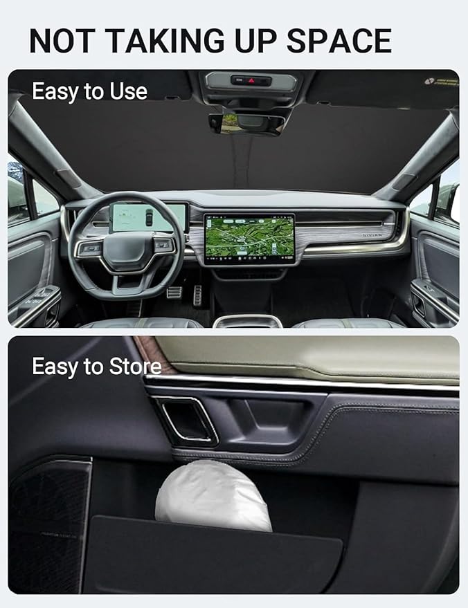 Proadsy for Tundra 2007-2021 Windshield Sun Shade 4-Layer Foldable Front Sunshade Protector Sun Visor Blocks UV Rays Keep Car Cooler