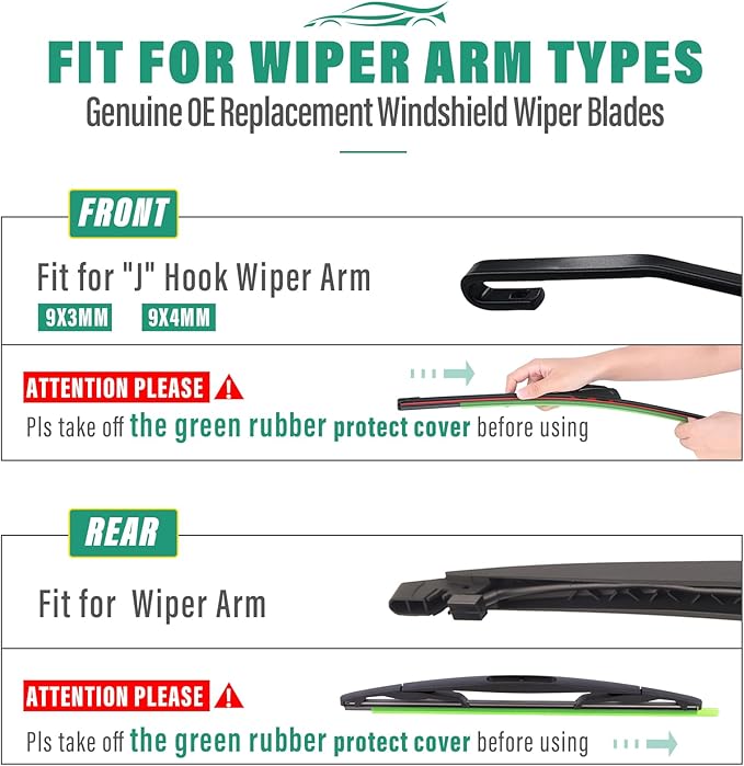 22" 22" 12" Windshield Wiper Blades Replacement for Chevy Chevrolet Tahoe 2009-2014 Chevy Suburban 1500/2500, Cadillac Escalade/ESV/EXT 2009-2014 Front Rear Wipers Set (Pack of 3)