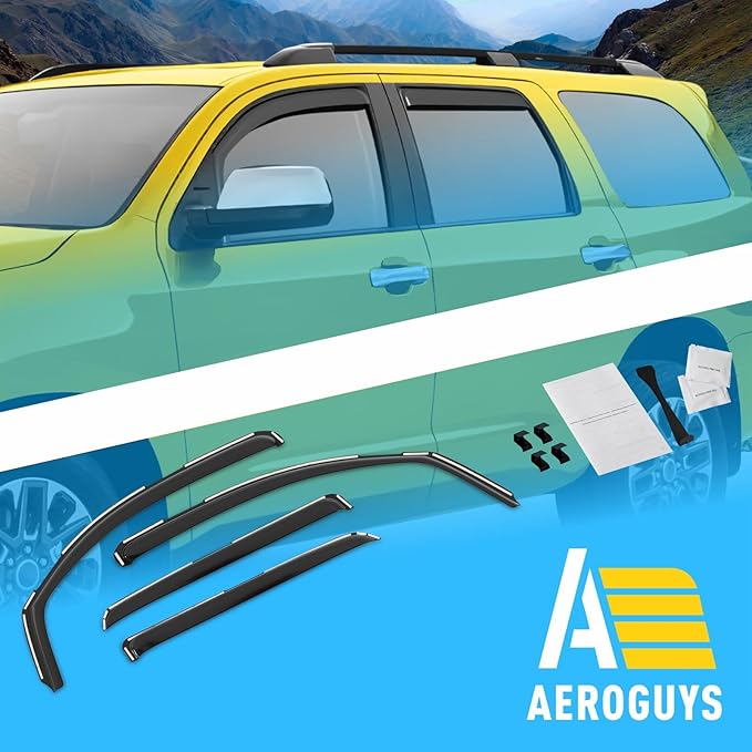 Extra Durable Window Deflectors in-Channel Window Visors Rain Guards Fit for Toyota Sequoia 2008-2022, Sun Visors, Wind Vent for Shades, Exterior Car Accessories - 4pcs. AG0514