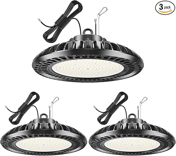 3 Pack 500W LED High Bay Light 72,500LM DLC ETL Listed Industrial Grade UFO Light Dimmable IP65 Waterproof 5000K Commercial Bay Lighting for Warehouse Garage Factory 110V 120V
