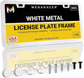 Premium Slim Sleek White License Plate Frame – 1 Pack, Rust-Free & Rattle-Free Stainless Steel, Street Legal, Universal with Screw Covers, Thin Edged Metal Front or Rear Car Tag Holder for Men & Women