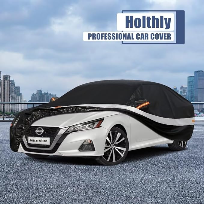10 Layers Car Cover Custom Fit for Nissan Altima (2002-2024) Waterproof All Weather for Automobiles, Outdoor Full Cover Sun UV Rain Protection.Black