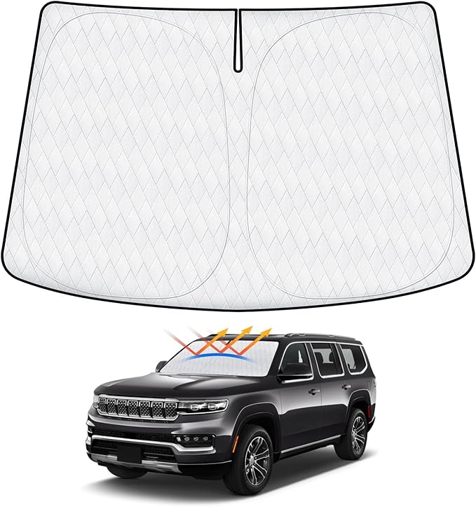 Sun Shade Fits for Jeep Grand Wagoneer 2022-2024 2025 (Not for Jeep Wagoneer) Windshield Sunshade for Wagoneer Accessories Foldable Car Front Window Shade