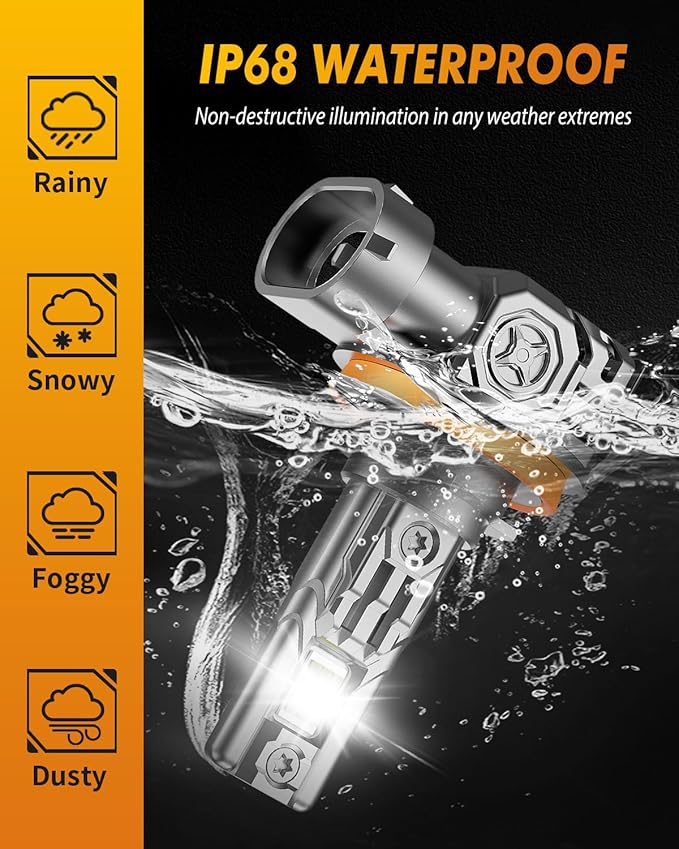 FAHREN H11/H9/H8 9005/HB3 LED Bulbs Combo, 130000LM 1000% Ultra-Bright, Real 1:1 Mini Size, 1:1 Mini Size Halogen Replacement, 6500K Cool White, Non-Polarity Plug and Play, Pack of 4