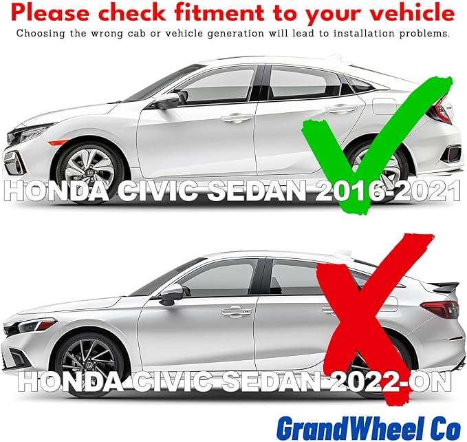 Window Deflectors Smoke Tinted In-Channel Side Window Vent Visor Deflectors Rain Guards Compatible with Civic 2016-2021 Sedan - 4pcs. GW0714