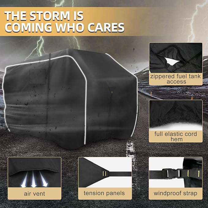 600D ATV Cover - Waterproof & Windproof 4 Wheeler Covers Outdoor Storage, Heavy Duty Quad Wheeler Cover Accessories Fit for Polaris Yamaha Suzuki Honda, 95" L * 50" W * 48" H, Black