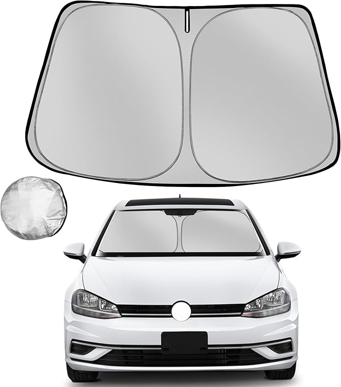 Windshield Sun Shade for 2015-2021 Volkswagen Golf GTI e-Golf VW Golf R 4 Door Hatchback Foldable Sun Sunshade for Car Front Window Automotive Interior Protector Custom Fit Accessories