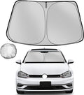 Windshield Sun Shade for 2015-2021 Volkswagen Golf GTI e-Golf VW Golf R 4 Door Hatchback Foldable Sun Sunshade for Car Front Window Automotive Interior Protector Custom Fit Accessories