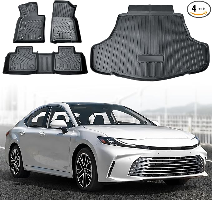 Full Set Floor Mats Custom Fit for 2025 Toyota Camry 2025(Include Hybrid) All Weather Floor Mats 2025,Front and Rear Row Mats Liners Trunk Bed mat,Toyota Camry Accessories 2025(4 PCS)