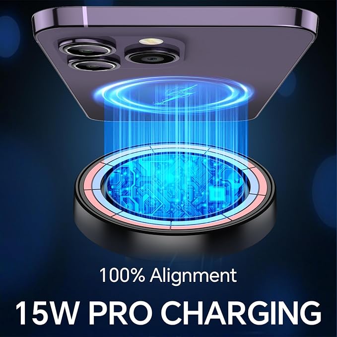 Kaistyle for MagSafe Car Mount Charger【Stronger Magnets】 iPhone Magnetic Wireless Car Charger【Dashboard+Vent】 for Magsafe Charger Cell Phone Car Mount for iPhone 16 Pro Max 15 14 13 12 MagSafe Cases