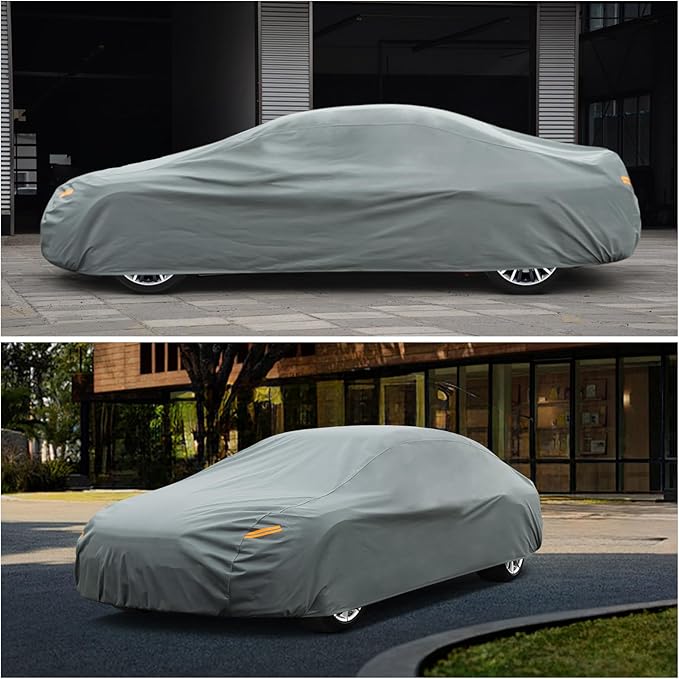 Kayme Heavy Duty Car Cover Waterproof All Weather, Full Exterior Covers Sun Rain UV Protection. Universal Fit Chevrolet Corvette, Acura TSX ILX, Porsche 911, BMW 3 4 Series, Lexus is 250 300 Etc.