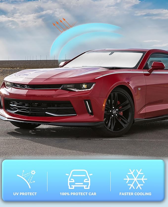 Windshield Sun Shade Car Sunshade for Chevrolet Camaro Coupe 2016-2023 2024 2025 Accessories Windshield Cover for Chevy Camaro Coupe Front Window Shield 240T Reflective Protector