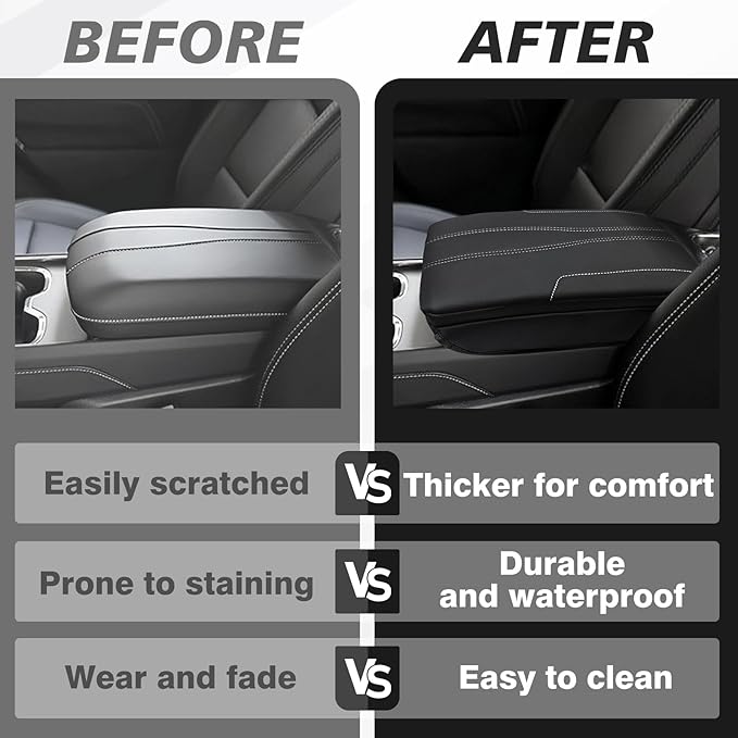 Muslogy Center Console Cover 1-Inch Extra Thick Armrest Pad Compatible with 2024 2025 GMC Acadia & Chevy Traverse&2025 Buick Enclave Arm Rest Cushion Padding Anti-Scratch Console Leather Lid Protector