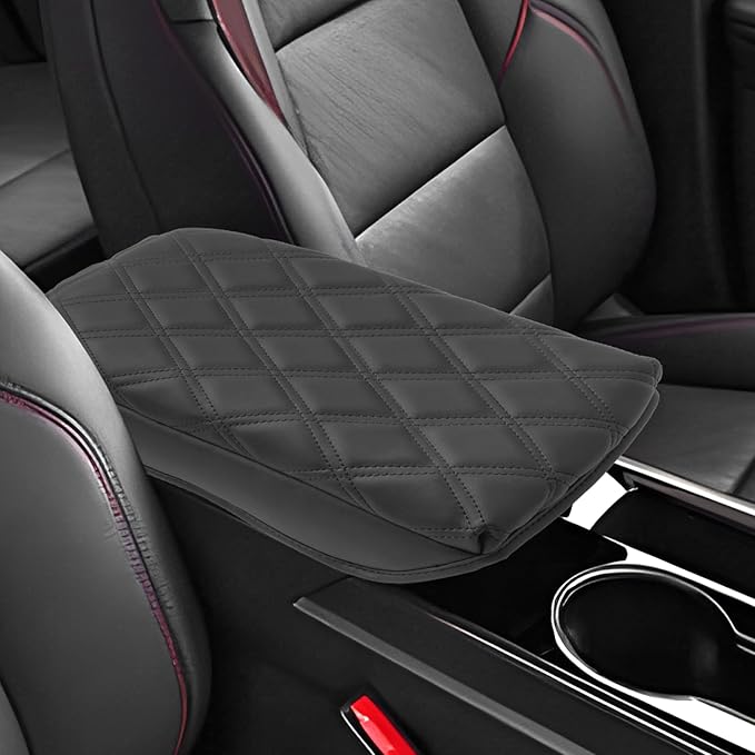 SXCY for 2025 Chevy Equinox Armrest Cover Pad for Equinox 2025 Center Console Armrest Cover 2025 Equinox Center Console Cover 2025 Equinox Middle Console Cover (Adding Pad 2-Line Rhombus Style)