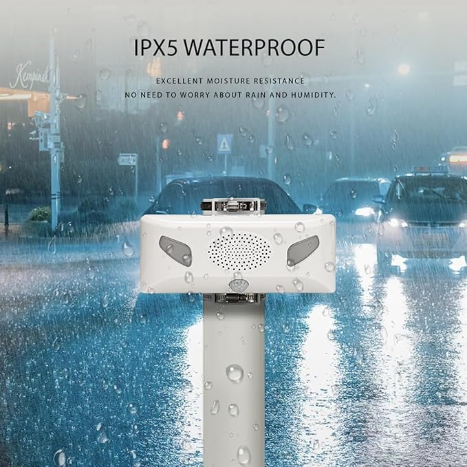 Sound Strobe Warning Lights, LED Intelligent Microwave Sensor Automatic Voice Prompter, IP65 Waterproof & Dustproof Infrared Visual Alarm Speaker for Outdoor Safety, Forest Fire Prevention.