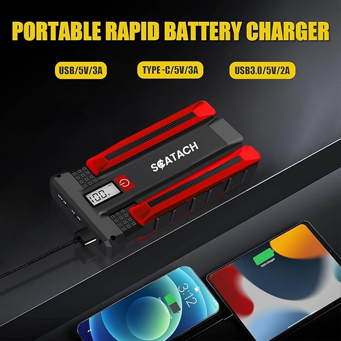 Scatach 002 3500A Car Battery Jump Starter,12V Jump Starter Battery Pack (up to 10.0L Gasoline and 8.0L Diesel Engine),12V Portable Jump Box with LED Display, 3 Modes Flashlight and Jumper Cable