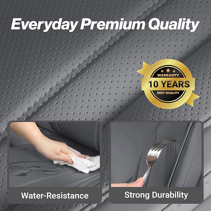 Coverland Custom Car Seat Covers Compatible with 2001-2014 Silverado 2500HD Extended Cab - Premium Leather Non-Slip Waterproof Custom Interior Protector Full Set-Dark Gray [See Size Chart-Size X140]
