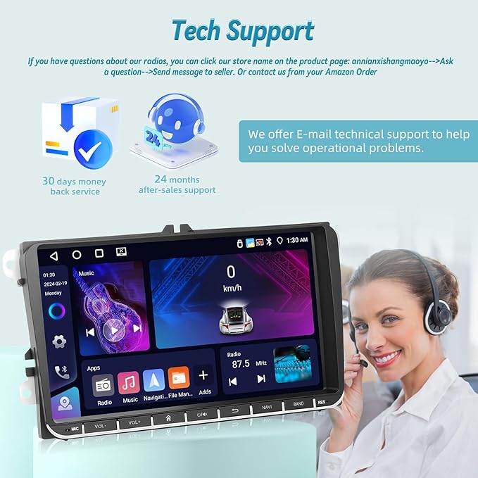 [4G+64G] 9 inch Car Radio for VW Jetta Passat Seat Golf Tiguan Beetle, 9inch Touch Screen Android Volkswagen Jetta Stereo, Wireless Carplay/Android Auto/32 EQ Audio/SWC