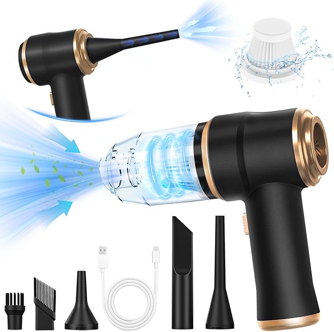 Mini Car Vacuum Portable Cordless Handheld Vacuum Cleaner and Air Duster 2 in 1 with Multi-Nozzles for Car, Computer, Sofa, Office, Pet, Home
