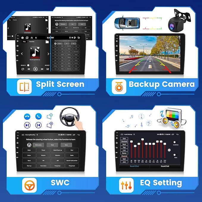 [2G+64G] Android 15 Car Stereo for Kia Cerato K3 Forte 2013-2018 with Wireless CarPlay Android Auto, 9 Inch HD Touch Screen with WiFi GPS Bluetooth FM/RDS Radio SWC USB Backup Camera MIC