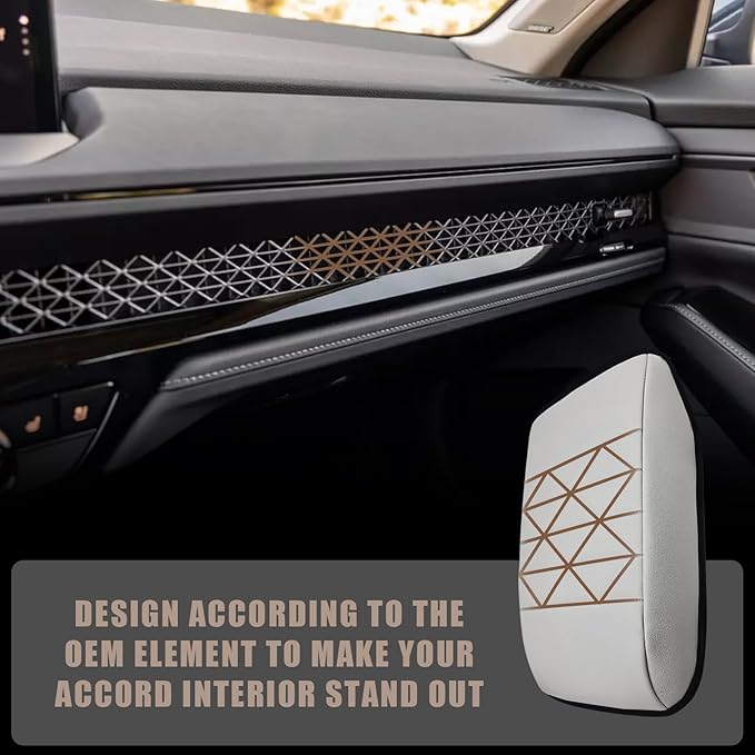 Muslogy for Accord 2025 2024 2023 Center Console Cover Armrest Pad Vegan Leather Extra Soft Armrest Lid Protector Compatible with Honda Accord LX EX Sport Hybrid EX-L Sport-L Touring (V2 White)