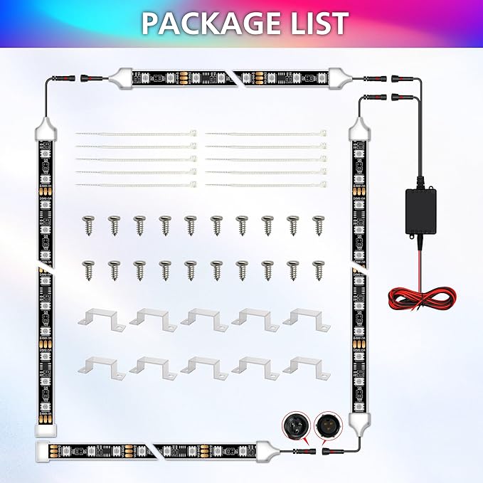 Underglow LED Lights for Cars 252 LEDs RGBI Neon Accent Strip Lights with App and 16 Million Colors DIY & Music Mode Underbody Exterior Lights Kit for RV SUV Truck Boat 12V