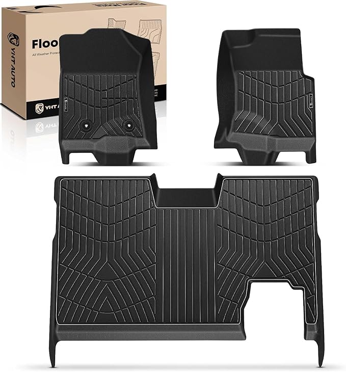 YHTAUTO Floor Mats Fit 2010-2014 Ford F-150 (SuperCrew/Crew Cab Built After 8/19/2010), TPE All Weather Floor Liner Odorless Custom Fit Car Mats, 1st 2nd Row F150 Accessories