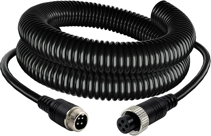 4 Pin Camera Cable with Corrugation Tube Cover, Car 4Pin Aviation Video Extension CableCCTV Rearview Camera Truck Trailer Camper Bus Motorhome Vehicle Backup Monitor System 16.5Ft/5M