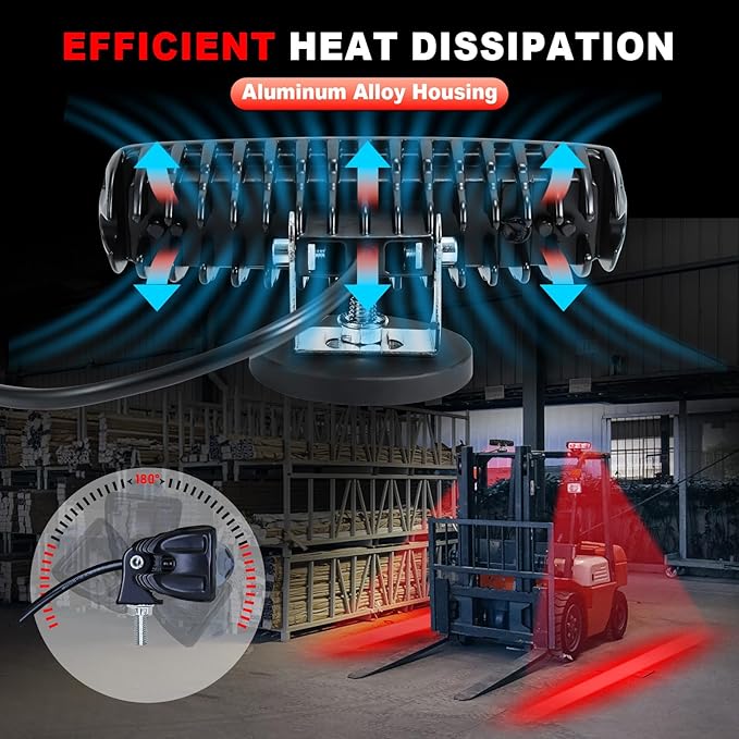 2Pcs Forklift Safety Light Red, 30W Straight Line Forklift and AGV Safety Indicator Warehouse Hazardous Area Warning Light for Warehouse and Industrial Use (DC 10-100V)