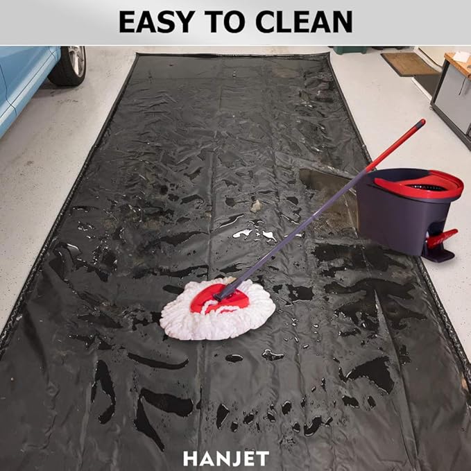 Garage Car Floor Mat Containment Garage Mat for Oil, Winter Snow, Mud, Rain - 7' 9" x 16', Black