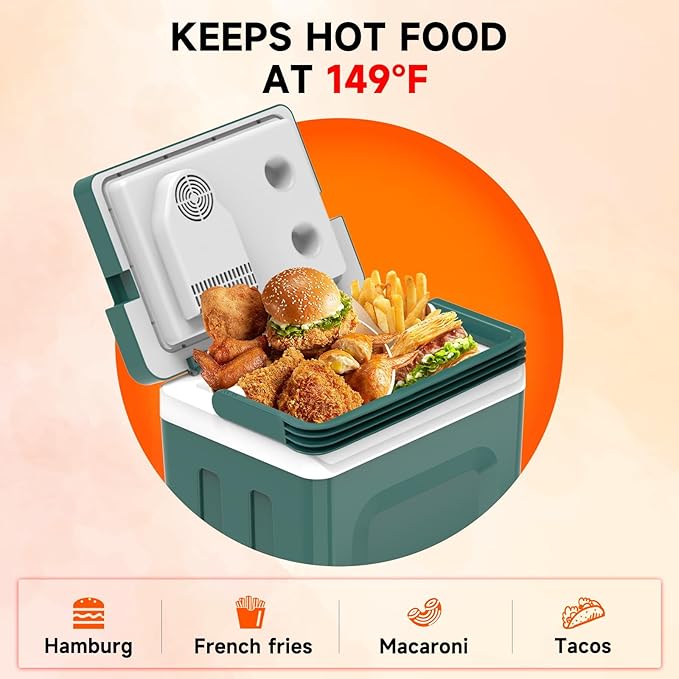 SHAREWIN Electric Cooler & Warmer with Handle 26.5 Quart/25L Portable Thermoelectric Fridge for Vehicles & Trucks with 110V AC & 12V DC, 12V Car Cooler for Camping, Travel Army Green