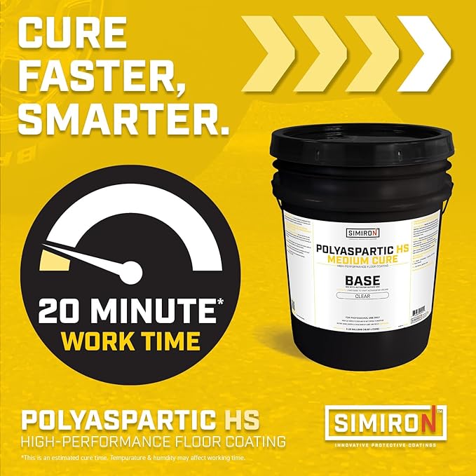 Polyaspartic High Solids Topcoat Coating System - 2 Gallon Kit - Clear Coating Gloss Finish - Easy-to-Use 1:1 Mix Ratio - Protection to Adhesion, UV, Abrasion, & Scratches (Medium Cure)