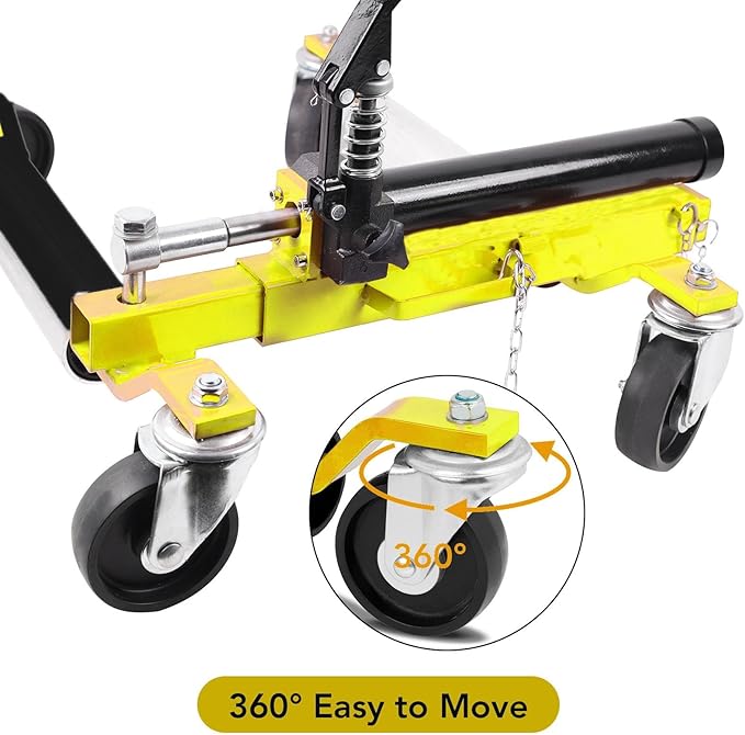 2 Pcs Car Wheel Dolly with Hydraulic Tire Jack, 1500LBS Capacity Trailer Dolly for Vehicle Positioning for Truck RV Trailer, Yellow