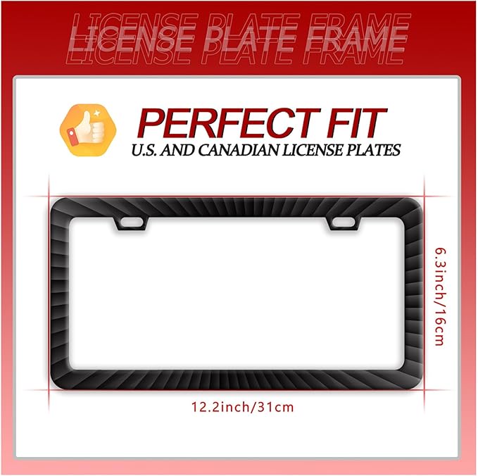 Black Geometric Shapes License Plate Frame Funny Radioactive Visual License Plate Frames Stainless Steel Accessories Cars Decor with 2 Holes and Screws Fits Standard Us Ca Vehicles 12.2 X 6 Inch