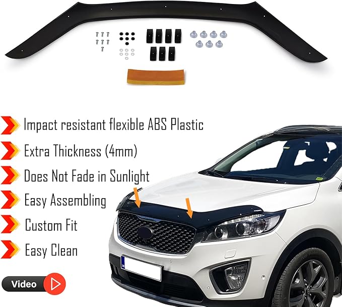 Hood Deflector Guard Fits Kia Sorento 2016-2020 | Bug & Bonnet Shields, Protects from Particles & Bug, All Weather - Durable - Easy assembly without Drill