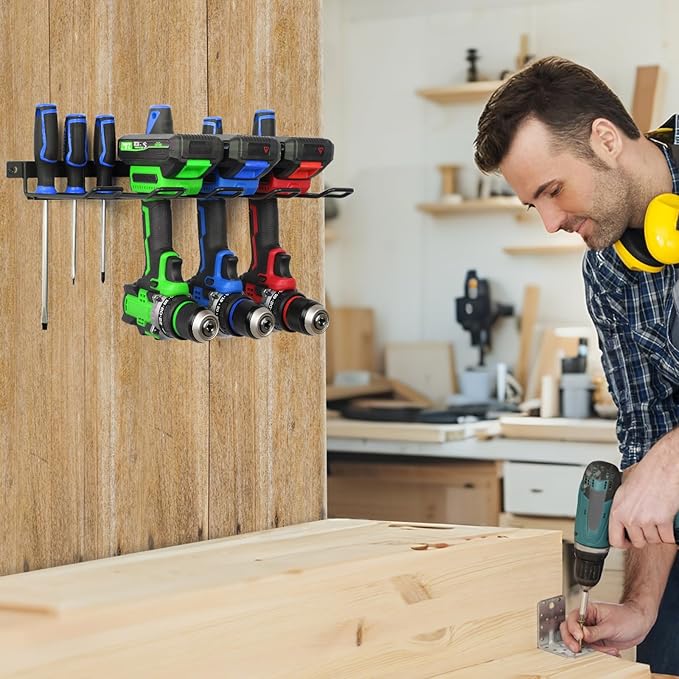 Power Tool Organizer, Cordless Drill Holder Wall Mount, Garage Tool Storage Rack, Heavy Duty Tool Rack for Garage and Workshop, Quick Installation in Minutes, 1 Pack