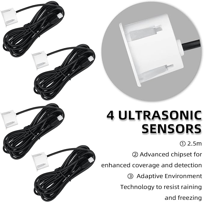 Parking Sensor Kit Backup Sensor Kit Reverse Sensor for Car 16 Color Options for Probes Adjustable Alarm Volume Professional Sensore de Reversa para Carro Safe Driving Assistant（White）