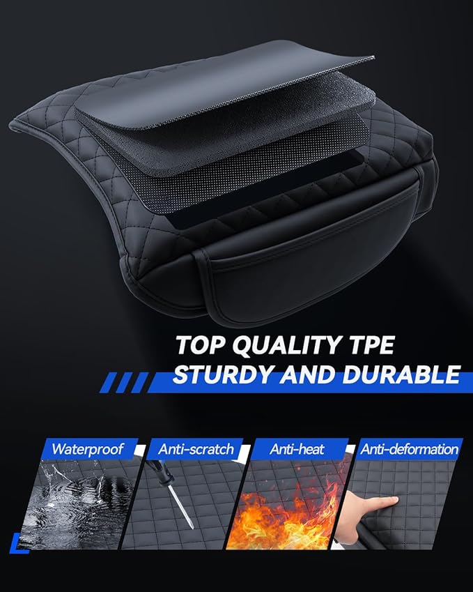 Armrest Cover for 2023-2025 Honda Pilot& 2024-2026 Passport& 2024 2025 Ridgeline Accessories Center Console Middle Lid Pad Protector for Car Elbow Rest-Thickened with Side Pockets Padded