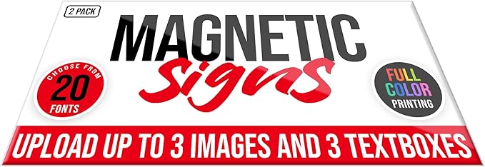 2 Pack, Personalized Magnetic Signs for Vehicles, Custom Car Magnets for Businesses, Customized Full Color Magnetic Truck Signs, 12x24 Car Magnet Signs (Design A)