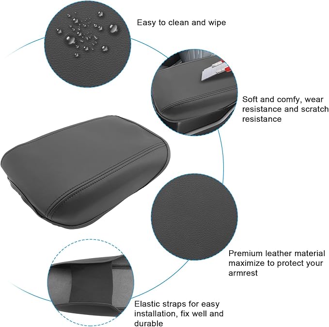 SXCY for 2024 2025 Sportage Armrest Cover for Kia Sportage 2024 2025 Accessories 2023 2024 2025 Sportage Center Console Cover 2024 2025 Sportage Middle Console Cover (Black Leather Cover)