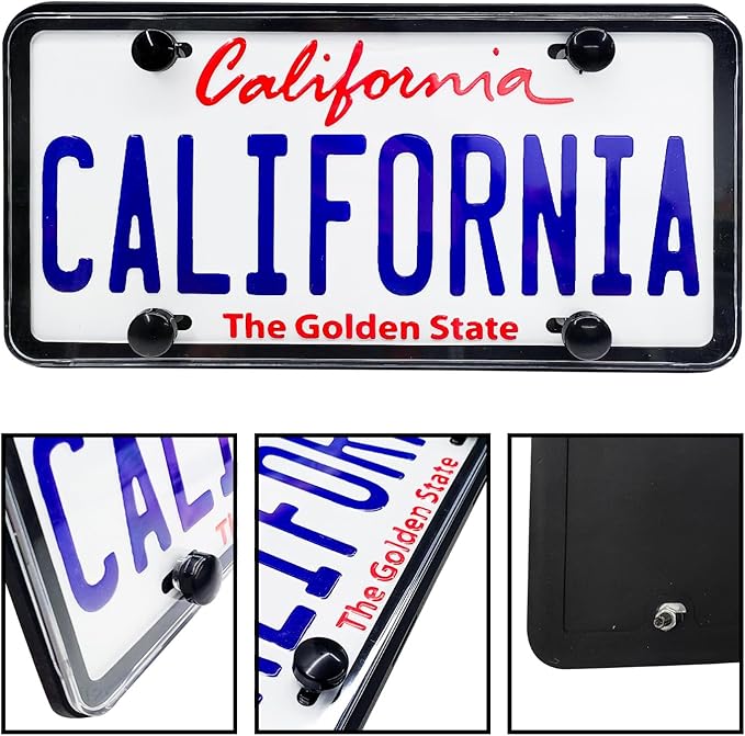2 Pcs Silicone License Plate Frames with Polycarbonate Covers, Rust-Proof, Weather-Resistant, Easy Installation, Premium License Plate Protector for Cars with 2 Drainage Holes